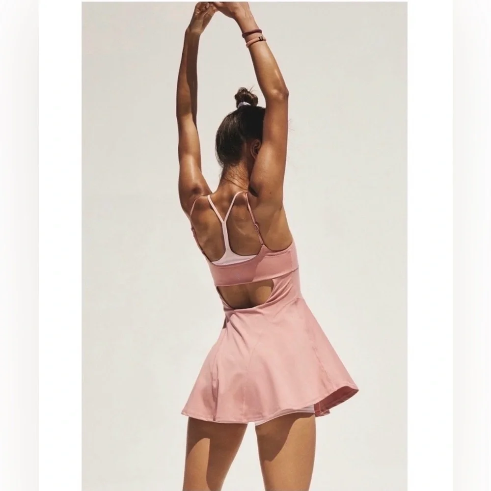 Free People Movement Baseline UV Protection Tennis Mini Dress Petal Pink Sz M - Picture 2 of 13